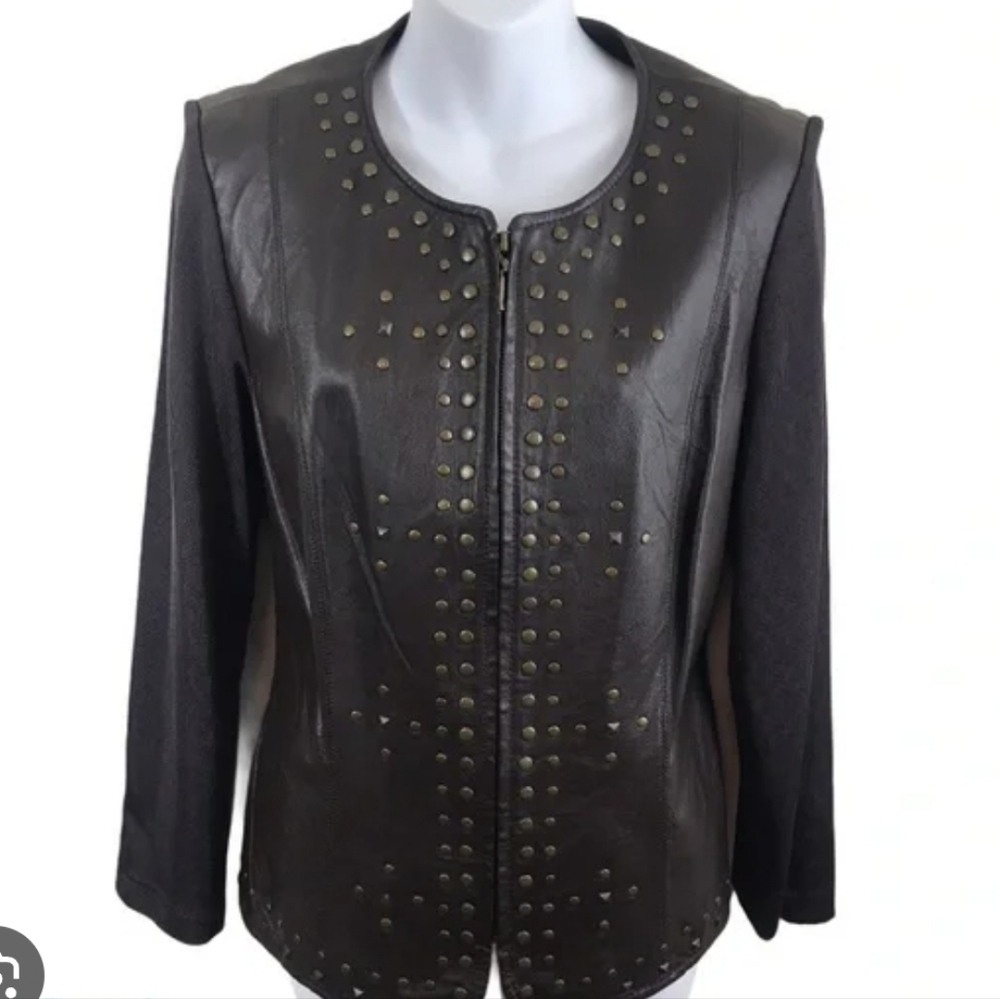 Butter Soft Leather Studded Knit  Jacket Pit To Pit 19"